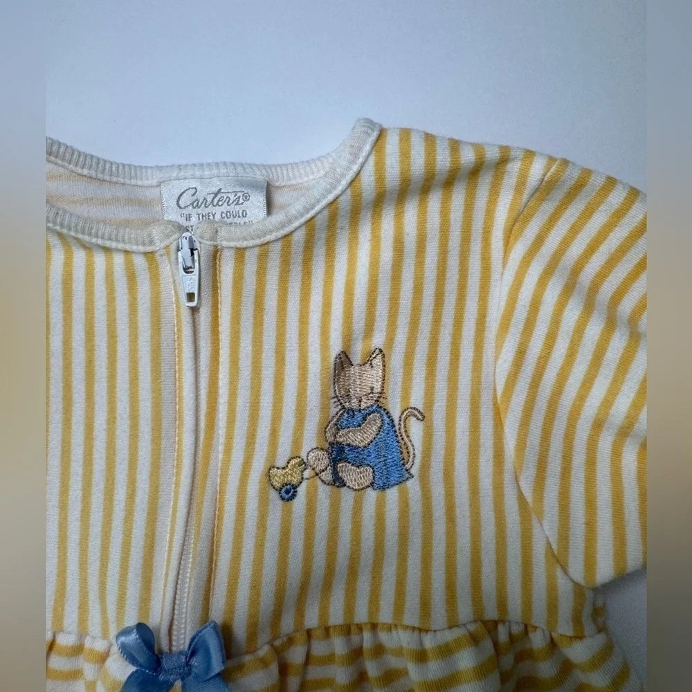 Vintage Carter White/Yellow Romper Size 6-9